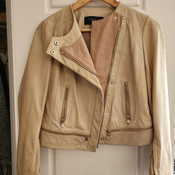 Ann Taylor 100% Leather Vintage Moto Jacket 0 Petite - Picture 1 of 6